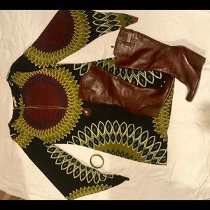 Mid length multi color sweater dress